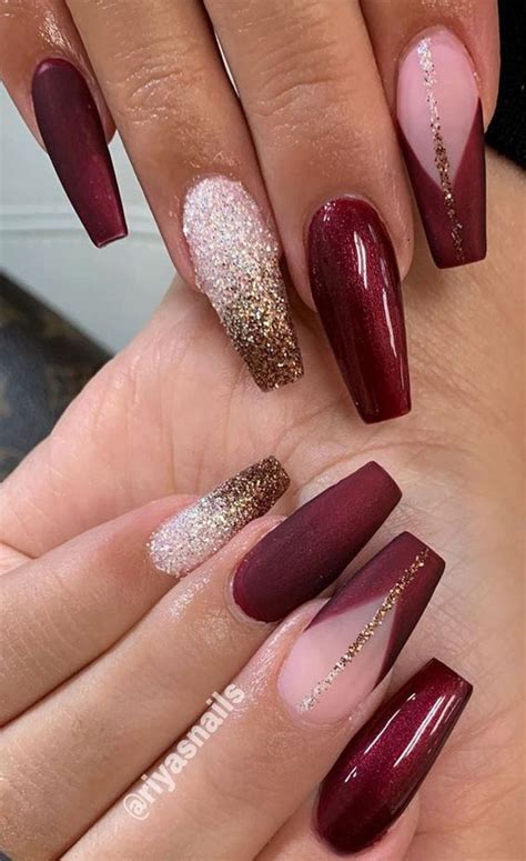 elegant burgundy nails.